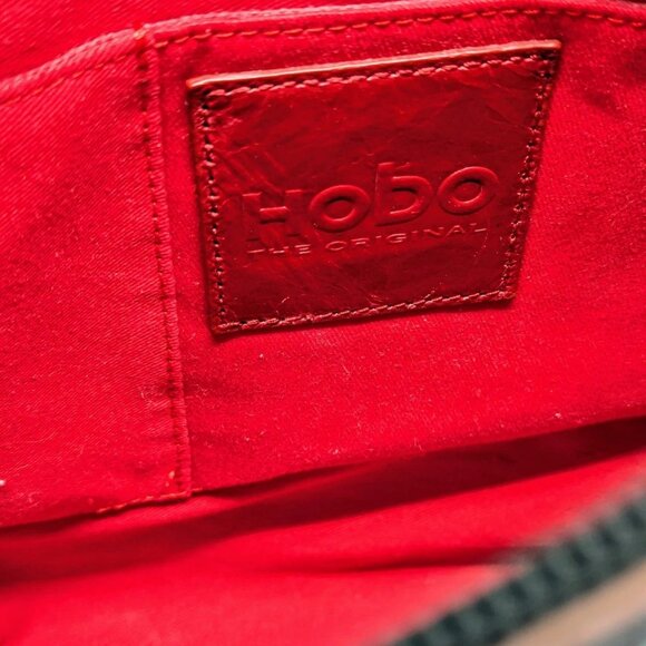 HOBO Leather Handbag Shoulder Bag Purse Satchel Black Red Inside Side Pocket - Picture 6 of 7